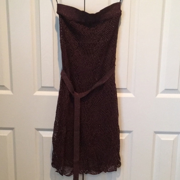 bebe Dresses & Skirts - bebe brown strapless crocheted dress XS